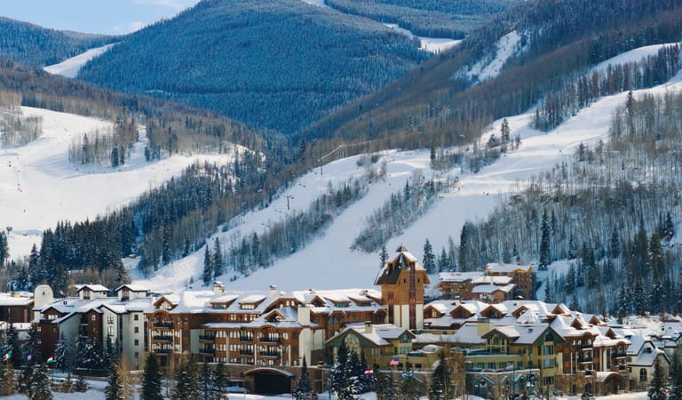 Exterior shot with Vail mountains behind