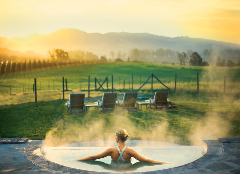 Woman in an infinity pool